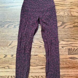 Lululemon Athletica Maroon Patterned Leggings
